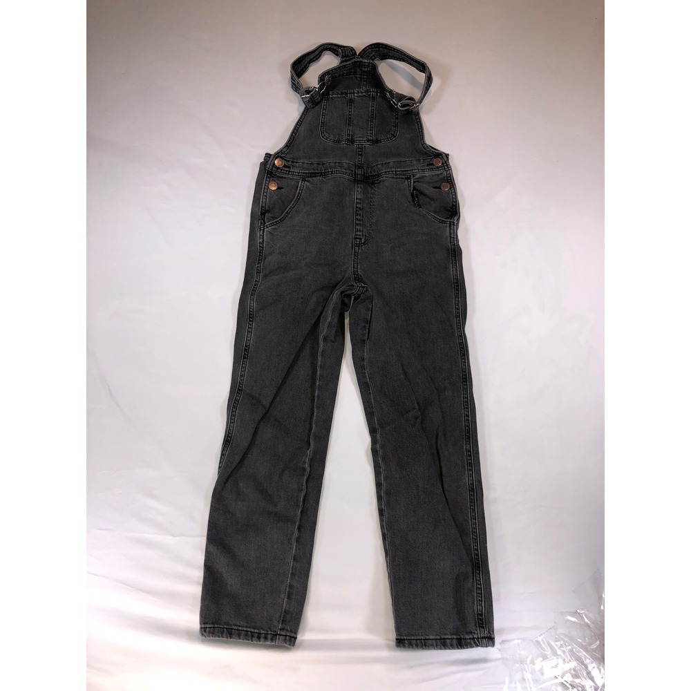 HM Kids Gray Washed Denim Overalls Adjustable Straps Size 10